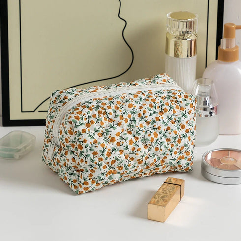 Fashion Flower Makeup Storage Bag Portable Travel Organizer Cosmetic Toiletry Pouch Cute Make Up Handbag Floral Bags